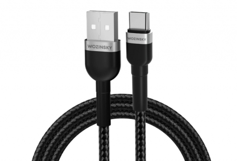Laidas USB - USB C 2.4A 1m pintas juodas (black) Wozinsky WNBAC1